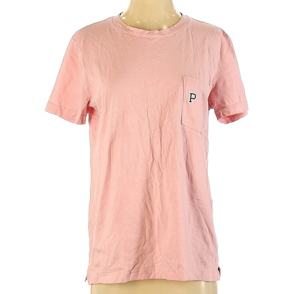 Pink Victoria secret campus crew neck short sleeve pocket logo shirt L - Picture 1 of 5